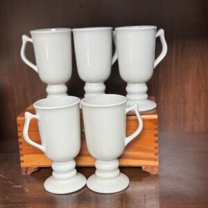 Vintage Hall Pottery #1273 Irish Coffee Mugs Set of 5‎ Pedestal